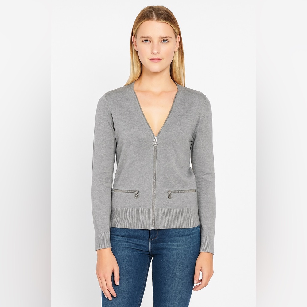MICHAEL Michael Kors Gray Zip-Up Cardigan
